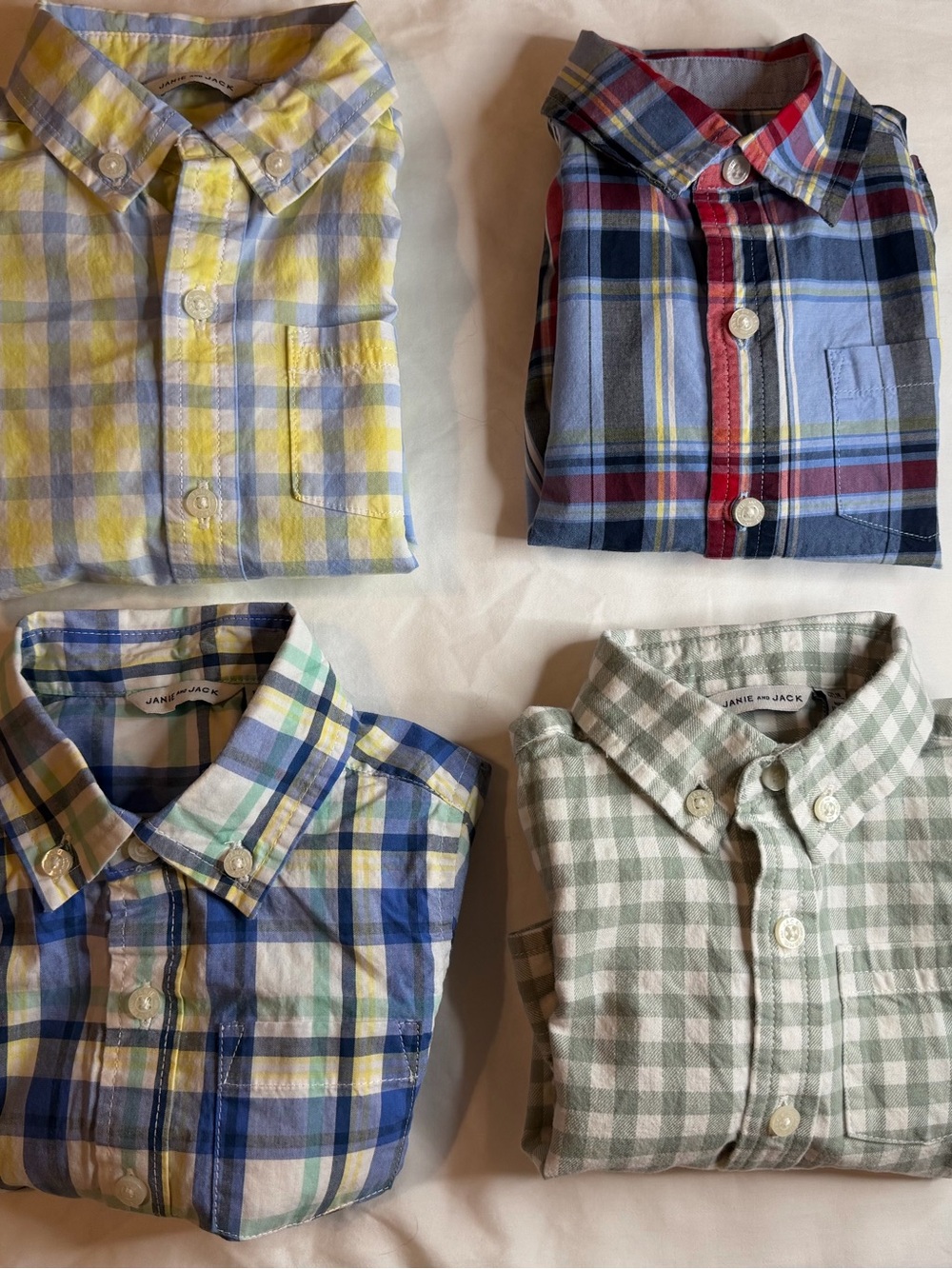Bundle Janie and Jack toddler boy button down shirts + khaki pants size 12-18m